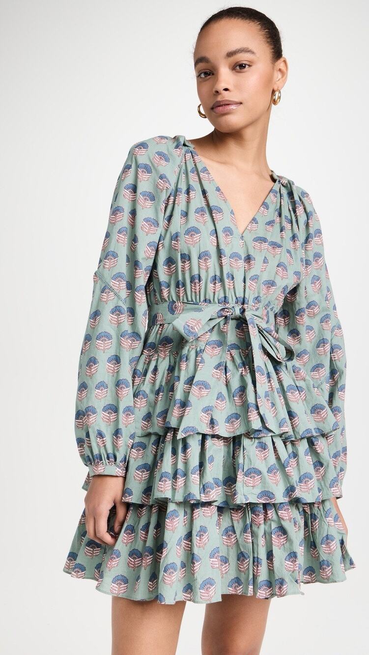Marea Grace Ruffle Dress Jade Cotton Cottage Bohemian Prairie Size XS NWT
